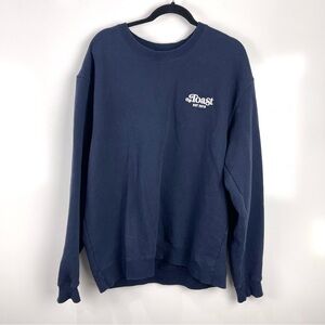 The Toast Podcast Logo Crewneck Sweatshirt Navy Blue Size Large Embroidered